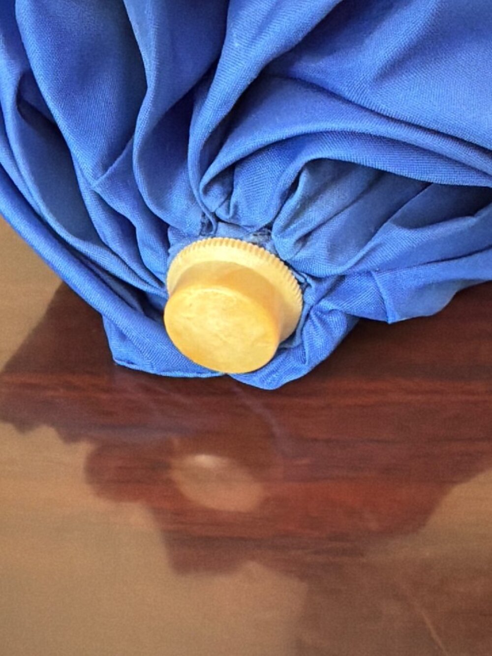 Duck Handle Folding Umbrella Blue Canopy Wooden Handle Novelty Compact Umbrella - Picture 6 of 9